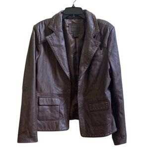 John Paul Richard Brown Genuine Lamb Leather Studded Womens Jacket XL